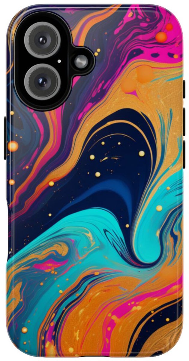 Psychedelisch Neon Marmer Abstract – Telefoonhoesje Geschikt voor iPhone 16