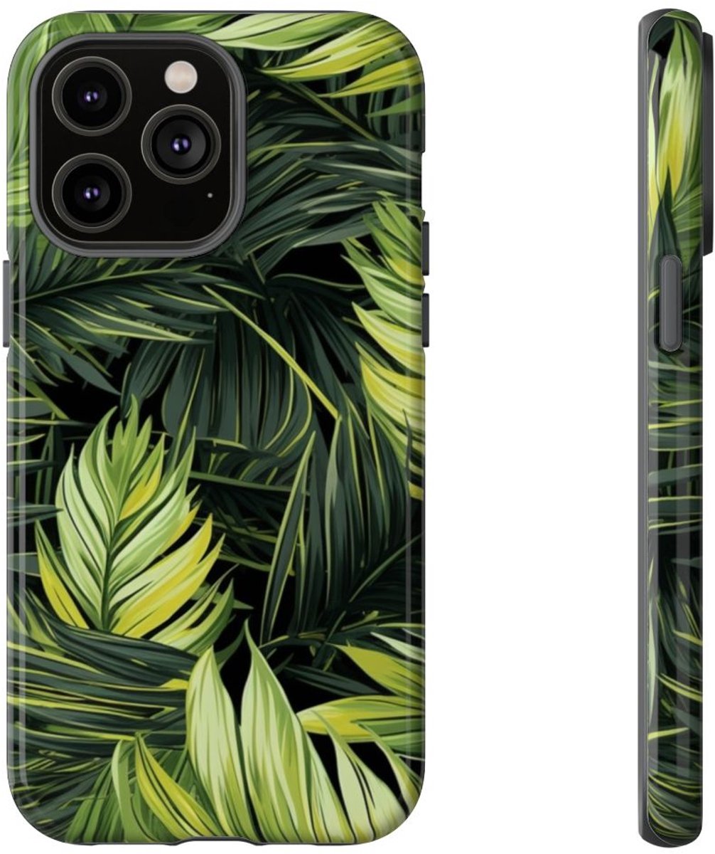 Groen Tropisch Palmbladerenpatroon – Telefoonhoesje Geschikt voor iPhone 14 Pro Max