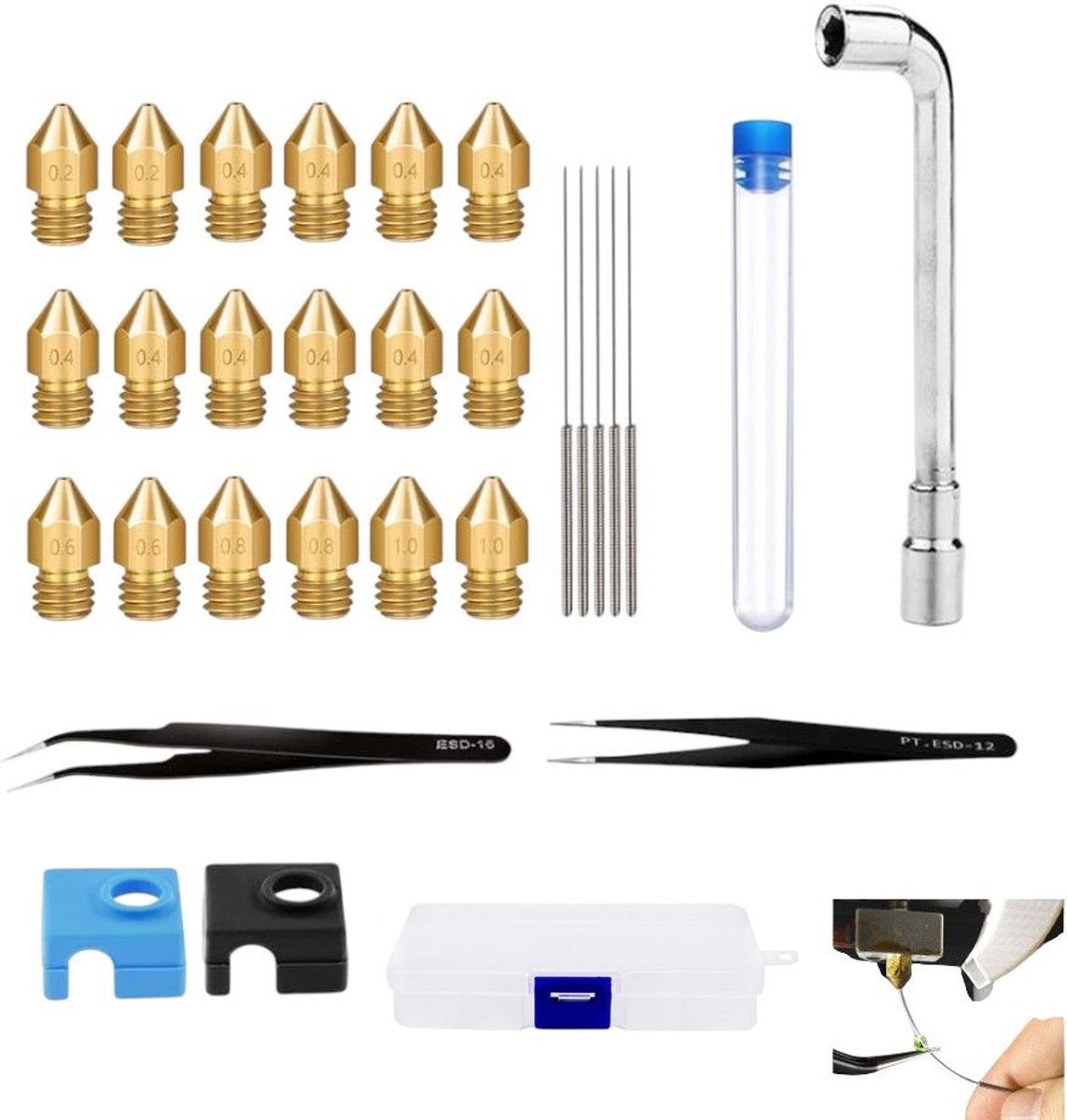 Image of 30 stuks - Printerspuitmondaccessoires, RVS spuitmondreinigingsset, DIY-gereedschap, 3D-printeraccessoires