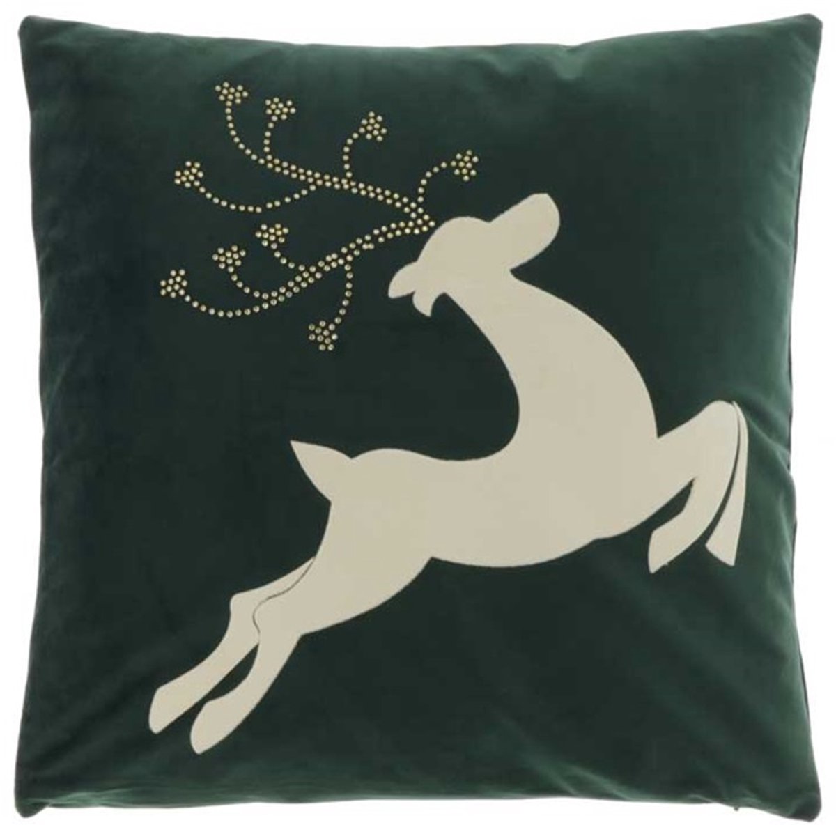 Unique Living Kussen Reindeer 45x45cm dark green | Kussen woonkamer of slaapkamer Groen