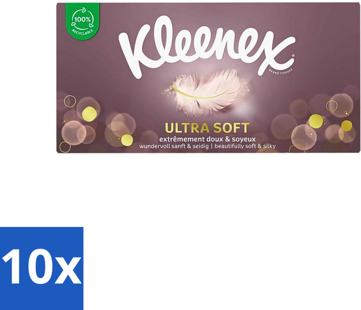 10 x Kleenex Tissues Ultra Soft 64 stuks per verpakking - Kleenex Ultrasoft Tissues - Zachte Tissues - Verkoudheid - Tranen - Gezicht Opfrissen