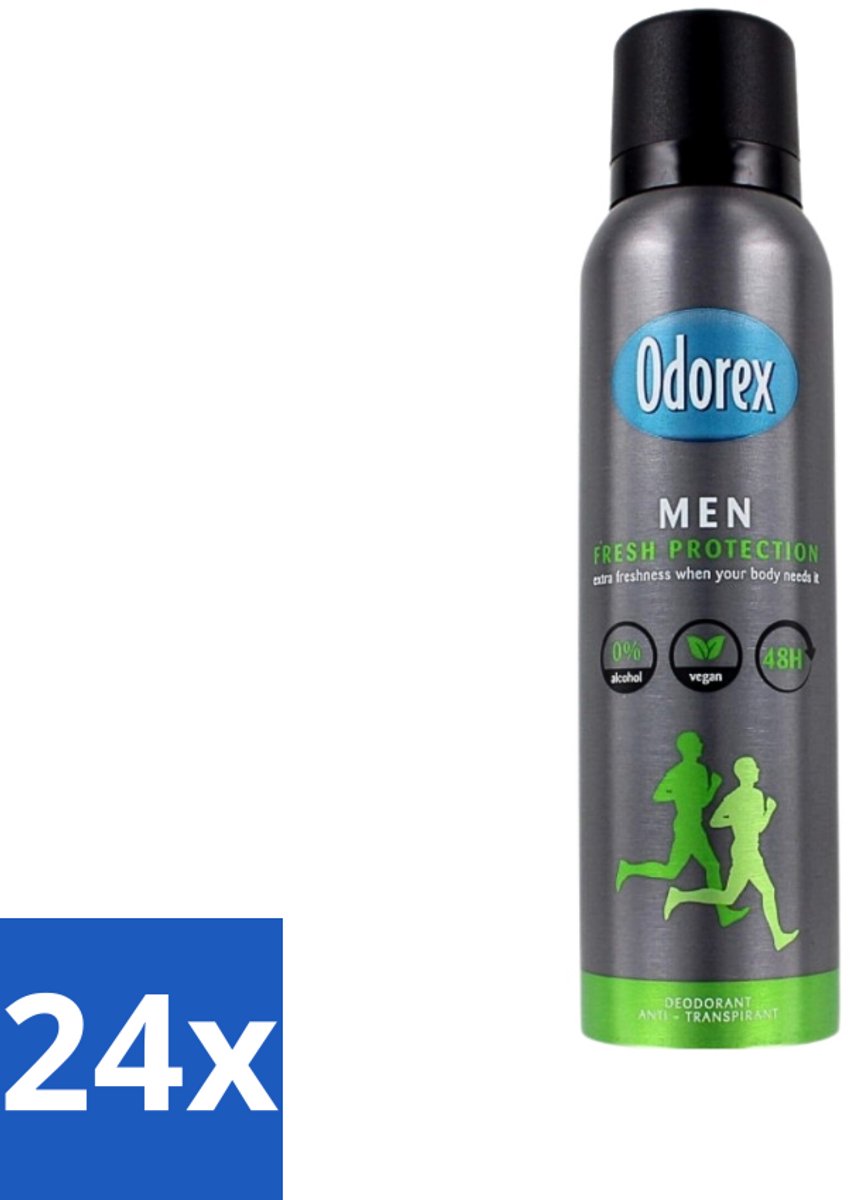 24 x Odorex Deodorant Spray For Men Fresh Protection 150 ml - Mannelijke Deodorant - Frisheid - Zweetbescherming - Sportieve Geur - Zweetgeur