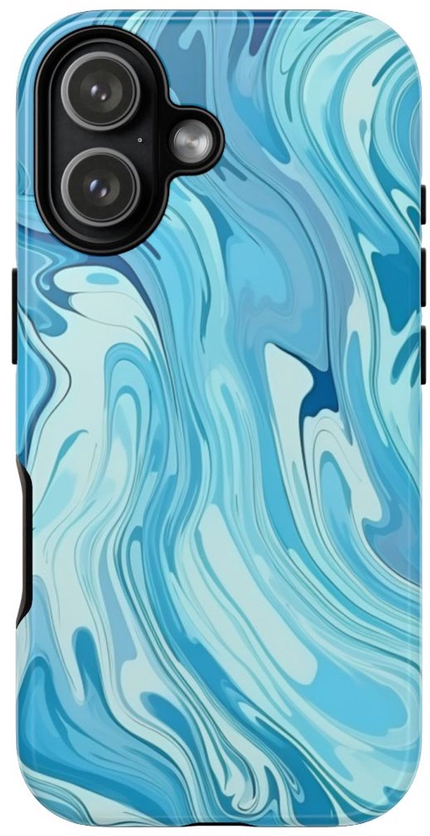 Blauw Suminagashi Marmer Abstract – Telefoonhoesje Geschikt voor iPhone 17