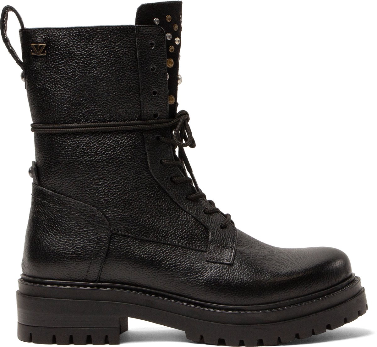 Lazamani - Jessie Dames Veterboots Leer Black - Maat 42
