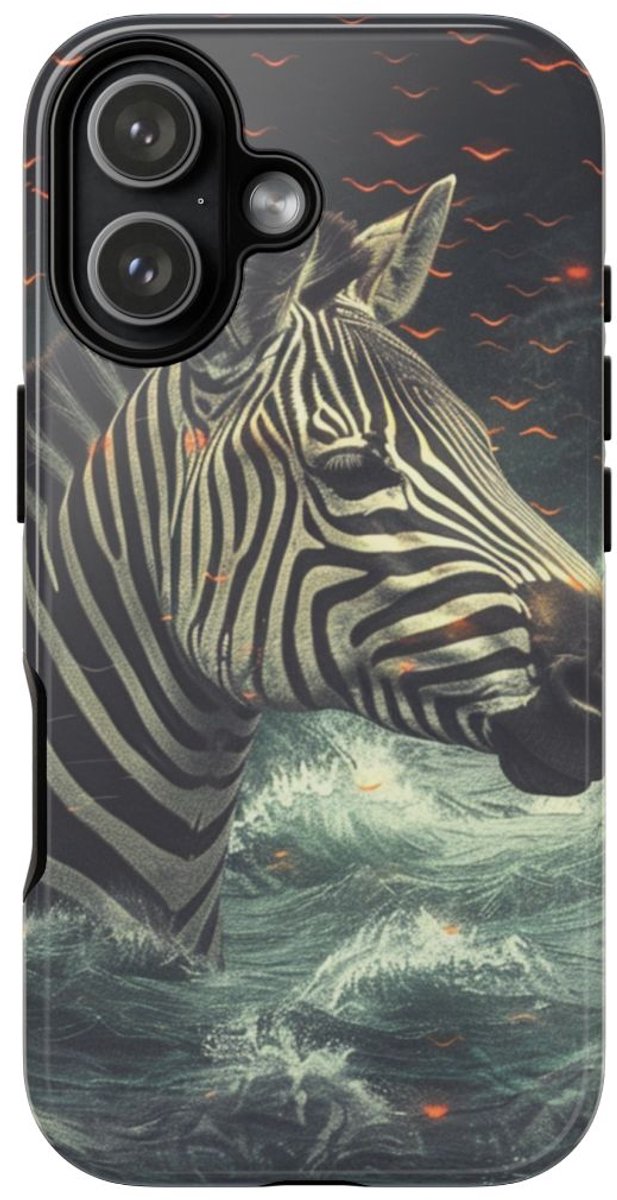Zebra in Water met Gloeiende Vonken – Telefoonhoesje Geschikt voor iPhone 17