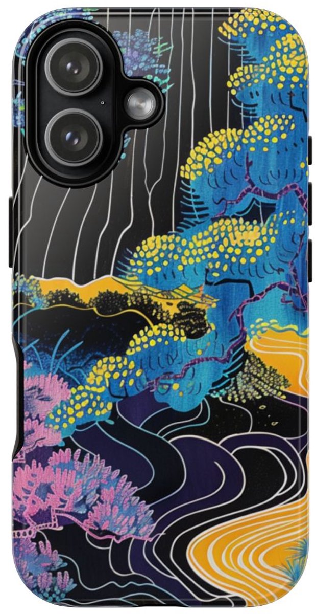 Kleurrijke Abstracte Bomen en Rivier – Telefoonhoesje Geschikt voor iPhone 17