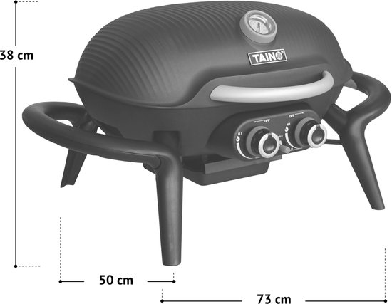 TAINO KENAI gasbarbecue - kleine tafelbarbecue buitenkeuken gegoten aluminium zwart — afbeelding 2