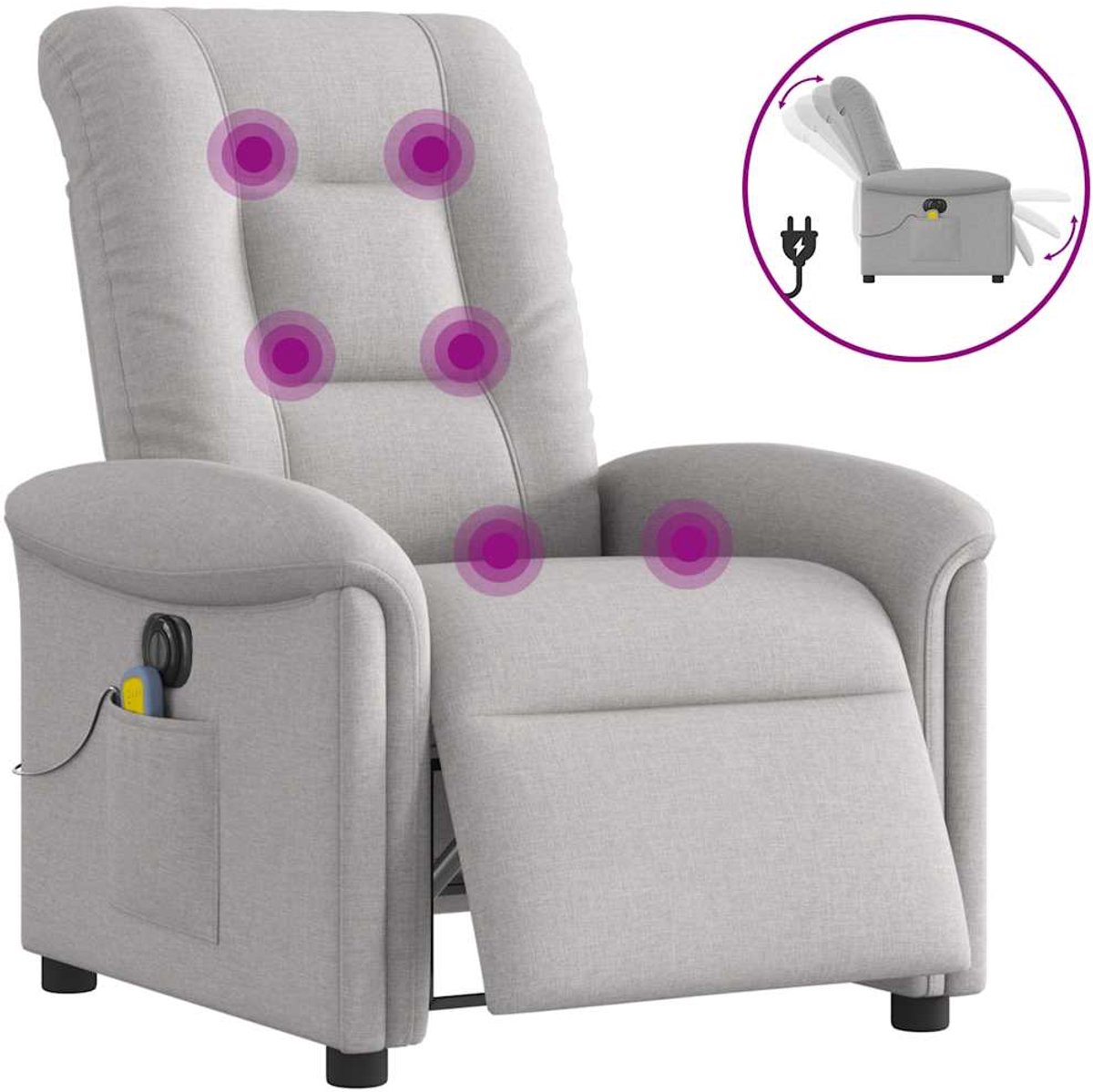vidaXL Massagestoel - elektrisch - verstelbaar - stof - wolk - grijs wolk grijs