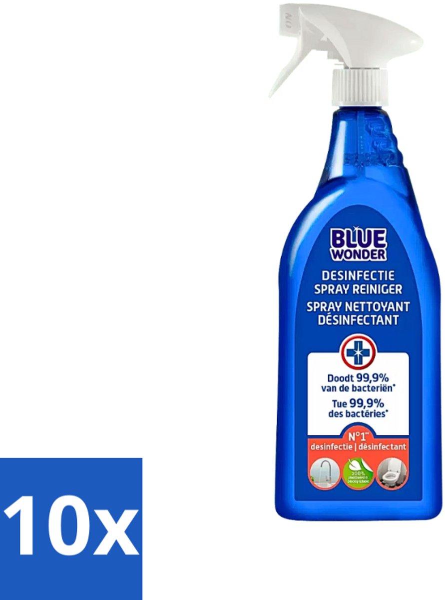 10 x Blue Wonder Desinfectie Reiniger Spray 750 ml - Desinfectie Reiniger - Bacteriën Verwijderen - Viraal Verduisteren - Hygiëne - Gezondheid