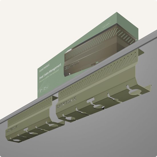 Desktronic Kabelgoot Zwart Set Van 2 – Roestvrijstalen Cable Management Bureausnoergoot Met 5 Kabeluitsparingen