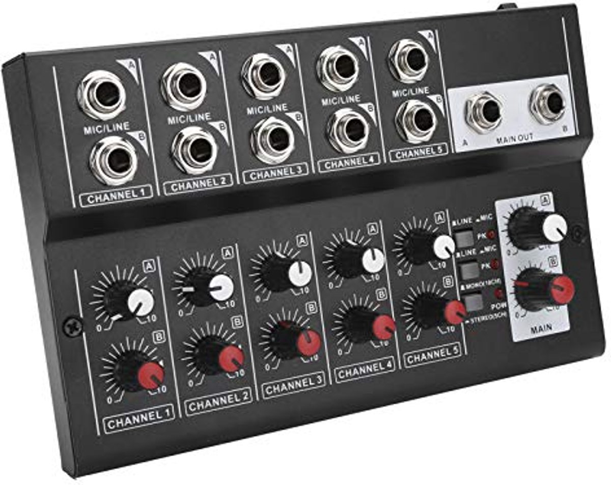 Draagbare 10-kanaals audiomixer voor karaoke en kleine studio's