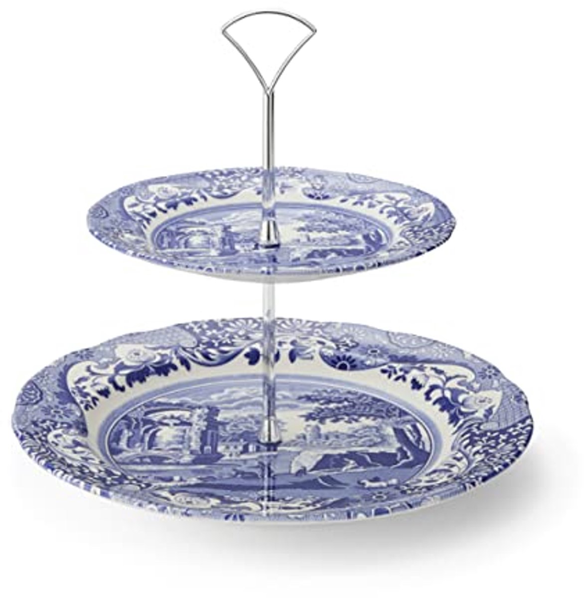 Etagère met 2 verdiepingen in blauw voor taart en gebak