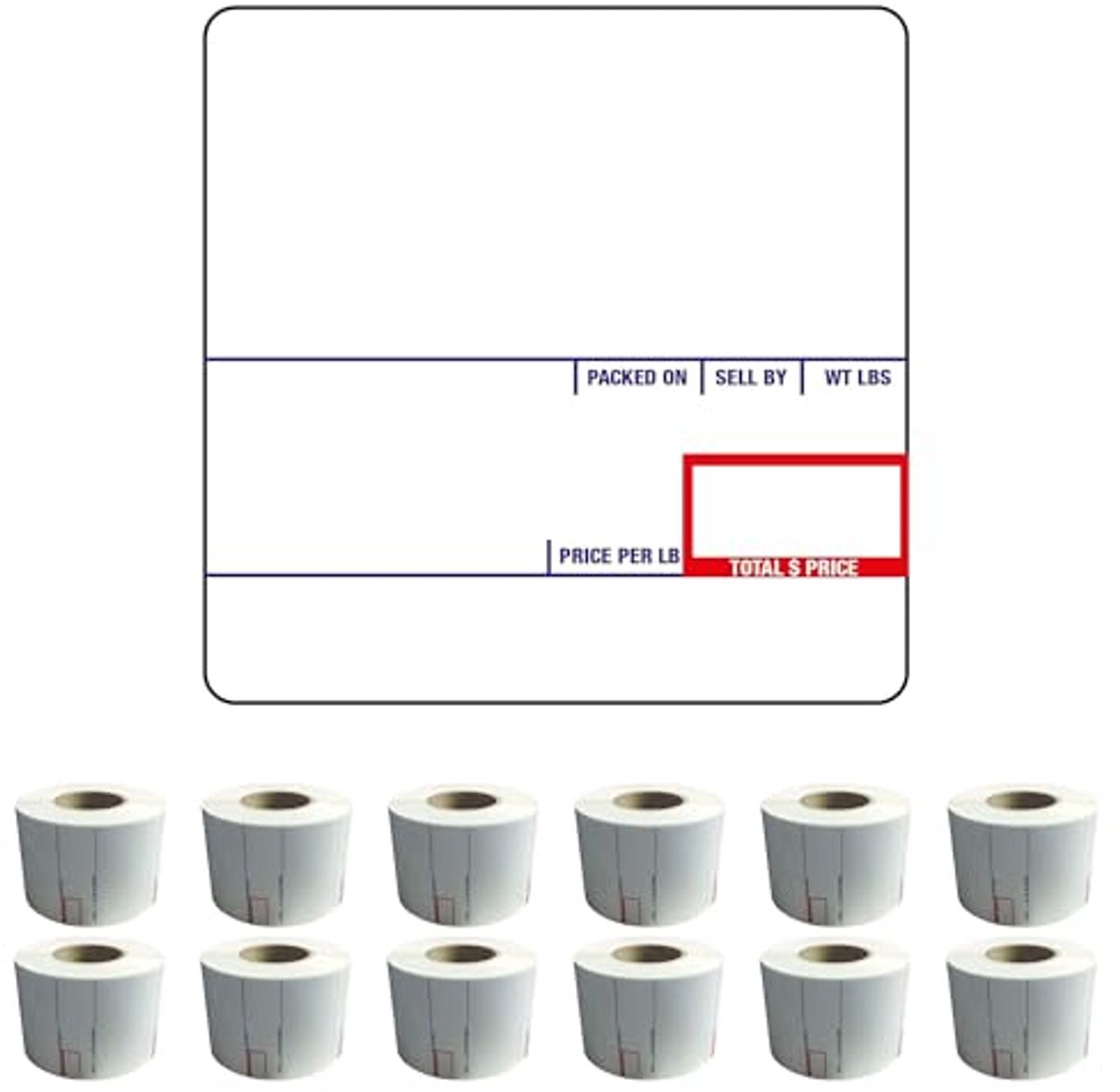 Printlabels voor Weegschalen - 58x60 mm - 500 Etiketten per Rol - 12 Rollen per Doos