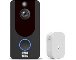 Living Needs – Video Deurbel met camera – Zwart – 1080P HD – Draadloos & met Bewegingsdetectie – Live meekijken op afstand