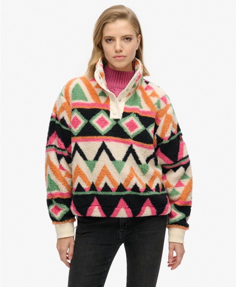 Superdry Trui Super Soft Printed Half W2012348a Terry Print Dames Multicolor