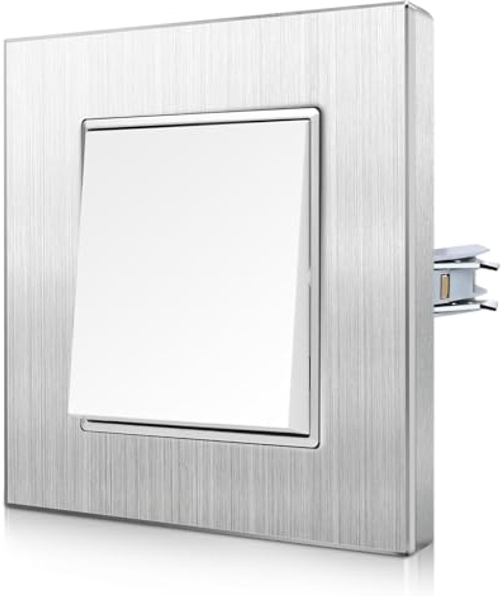 Aluminium lichtschakelaar met klemmen - Krasbestendige tuimelschakelaar - 1-voudig 2-weg wandschakelaar