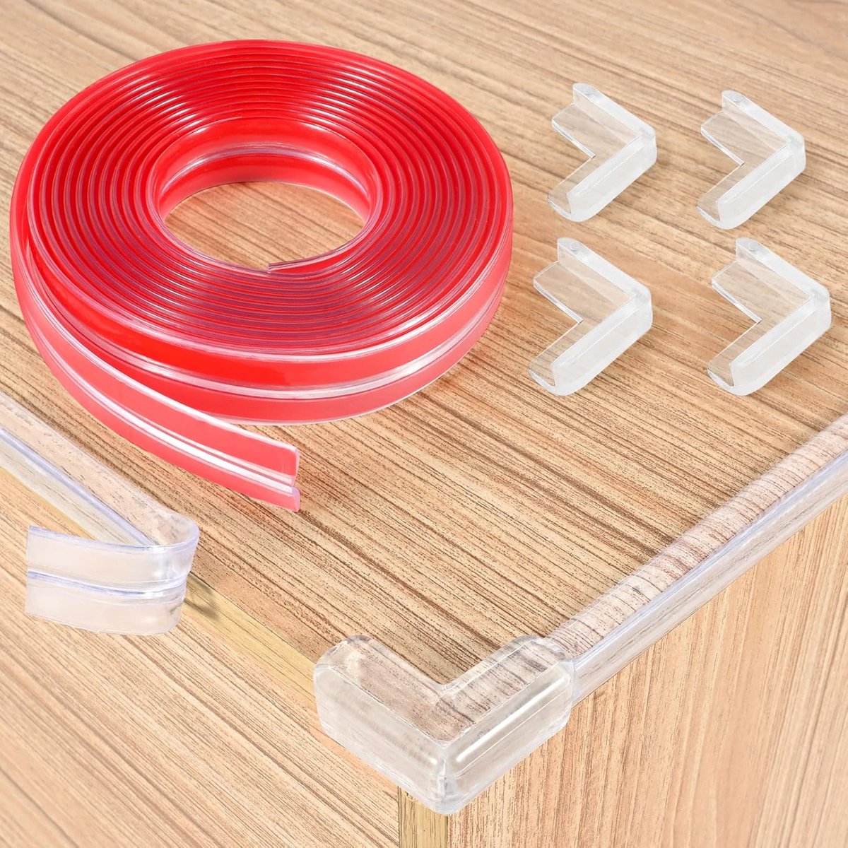 Image of 2 stuks 3M Plakbare Babemeubelbescherming, Doorzichtige Silicone Babytafelhoekbeschermers Babytafelbescherming met 8 Babahoekbeschermers