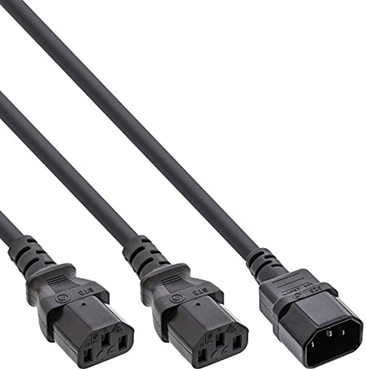 Verlengsnoer Y-kabel 1x IEC-C14 naar 2x IEC-C13 - 3 meter - Zwart
