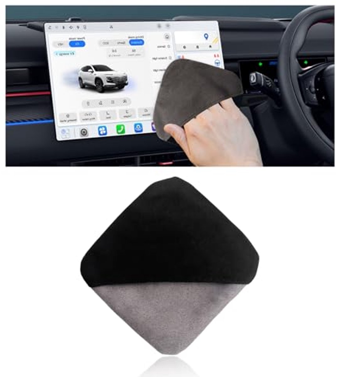 Microfiber Reinigingsdoek voor Auto - 4,1" × 4,1" Vierkant - Zachte Doek voor Touchscreen en Centraal Controle Scherm - Universele Auto Accessoires