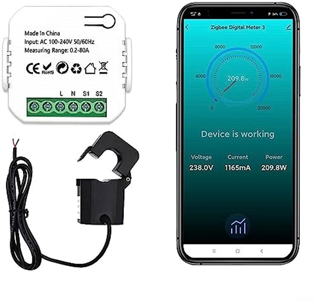 Energie Monitor voor Smart Home met ZigBee Technologie en Klem