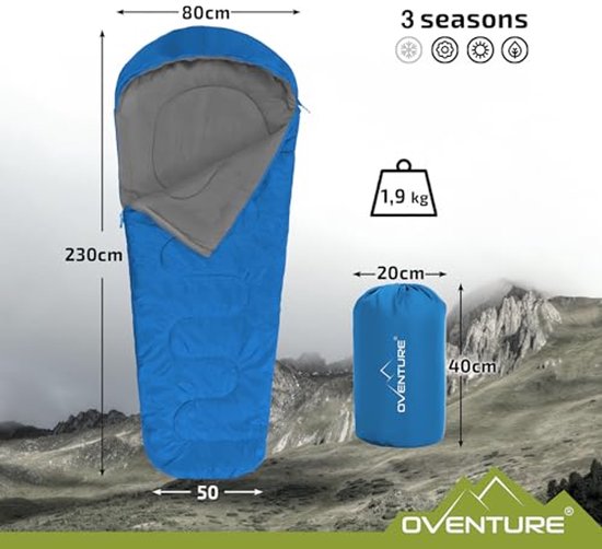 Mummyslaapzak 230x80 cm - Lichtgewicht en Warm - Comfort Temperatuur 5°C - 8°C - Waterafstotend - Perfect voor Kamperen en Reizen van Goed! — afbeelding 5