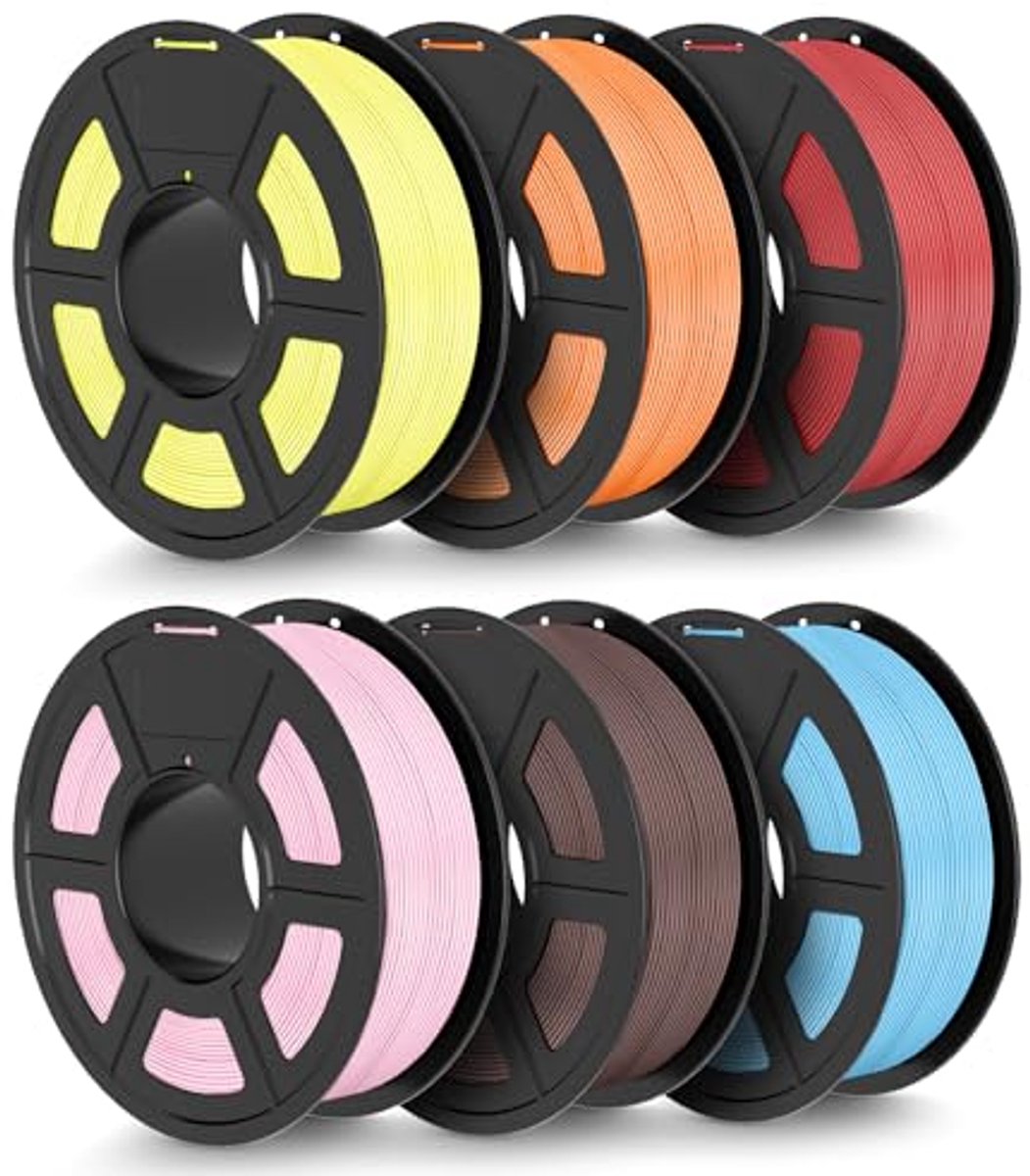 Matte PLA 3D-printerfilament bundle, 6 kg, high speed design, 6 colors