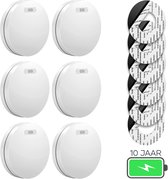 SAVS SM11 Rookmelder 6-pack - 10 jaar batterij - Rookmelders met extra dun design - Geen LED lampje - Montage zonder boren - Voldoet aan Europese norm - Brandalarm