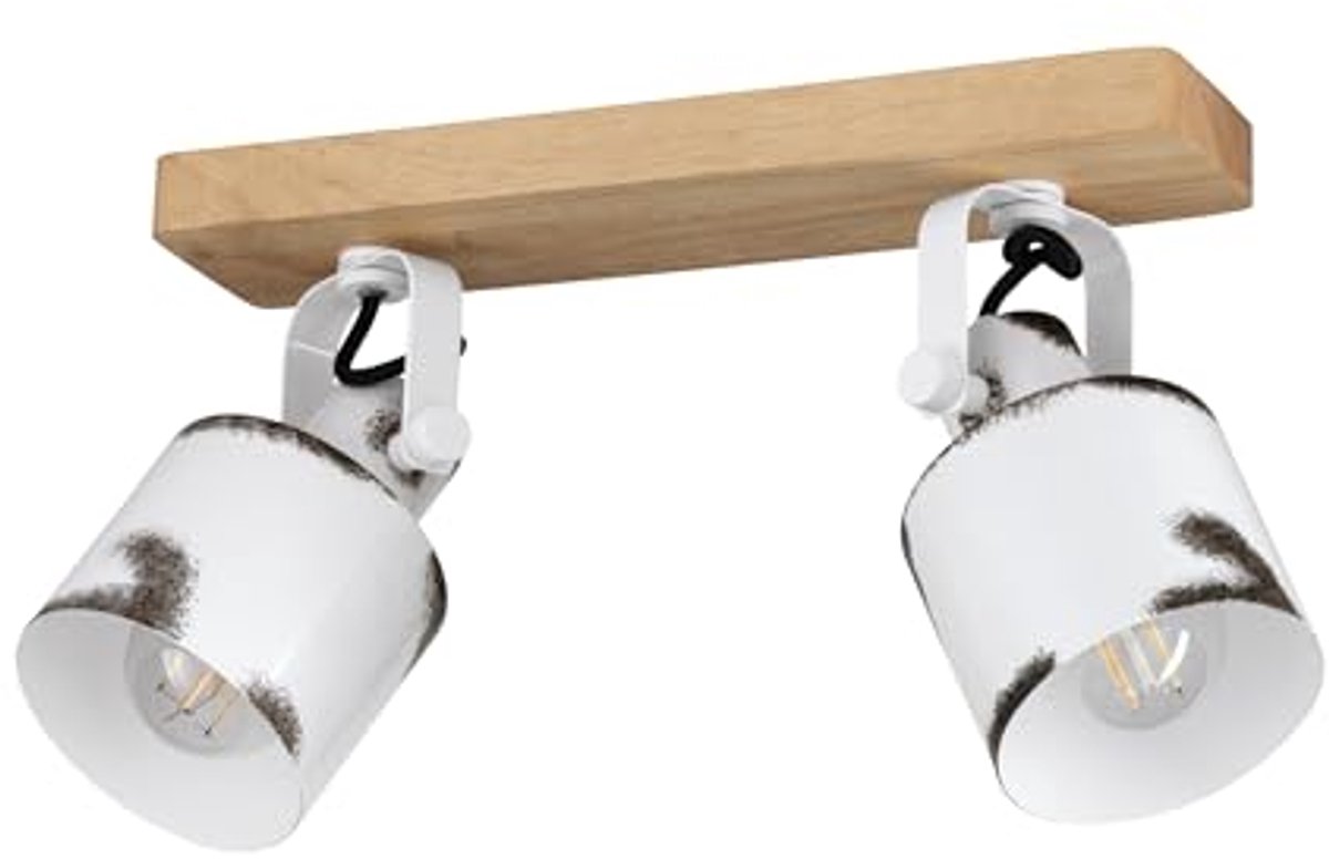 2-lichts plafondlamp met verstelbare spots in landelijke stijl