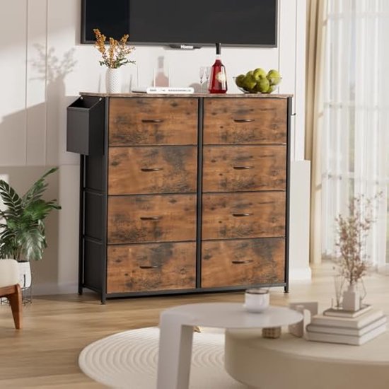 Ruime vintage commode M in Casual met cognac handgrepen | Creating. Living