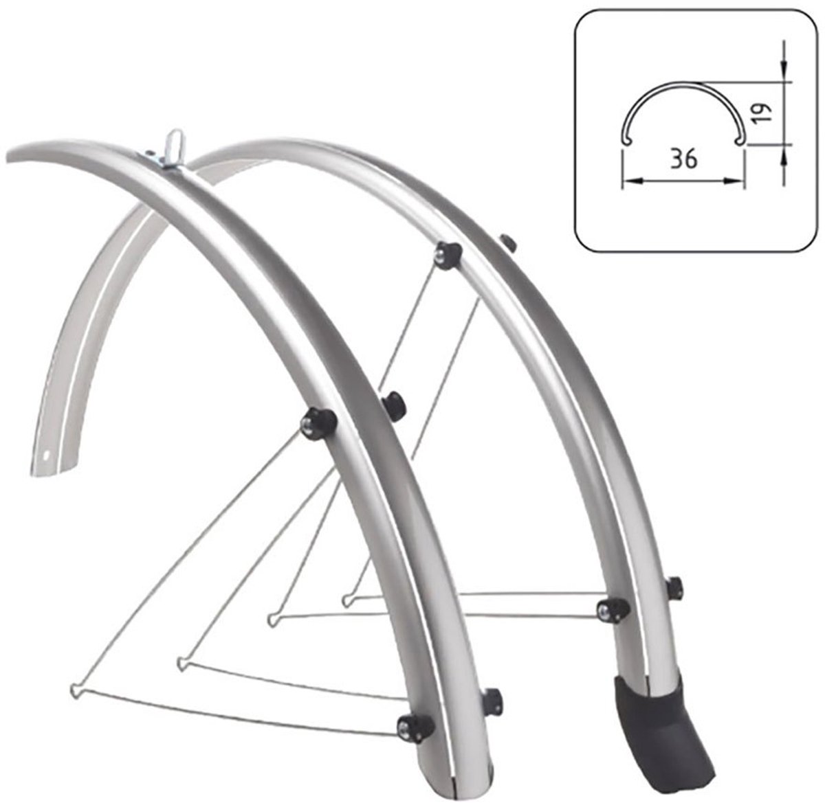 Wag Zeus 2 28´´ X 36 Mm Spatbordset Zilver 28´´