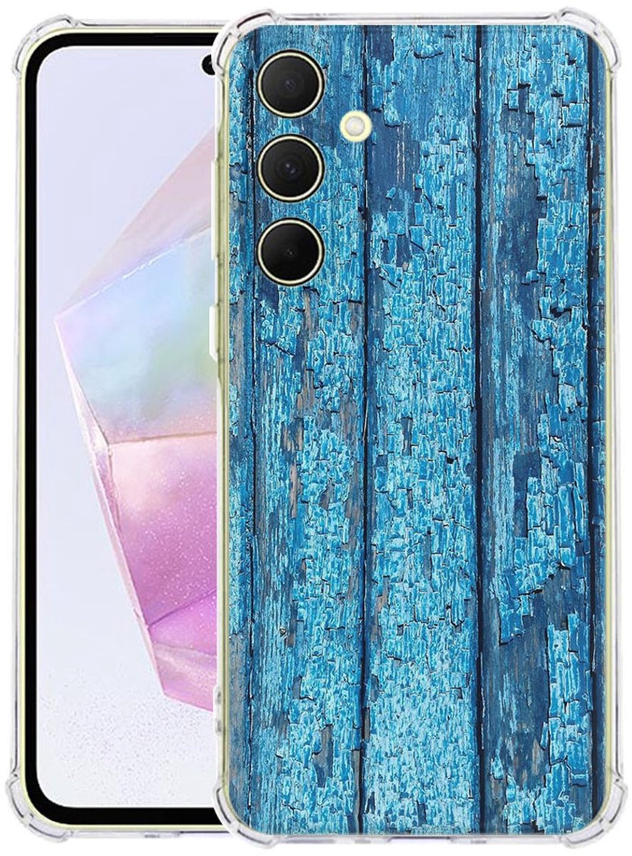 Samsung Galaxy A56 Hoesje - Wood Blue TPU Antishock