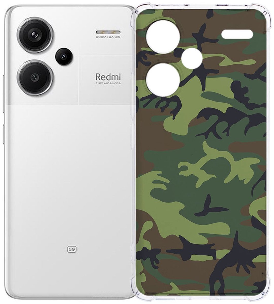 Xiaomi Redmi 13 Pro Plus Hoesje - Army Dark TPU Antishock