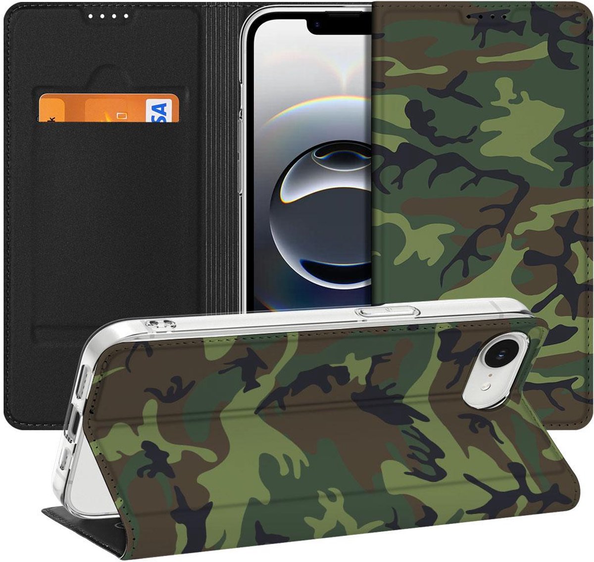 Apple iPhone 16e/17e Hoesje met Magneet Army Dark