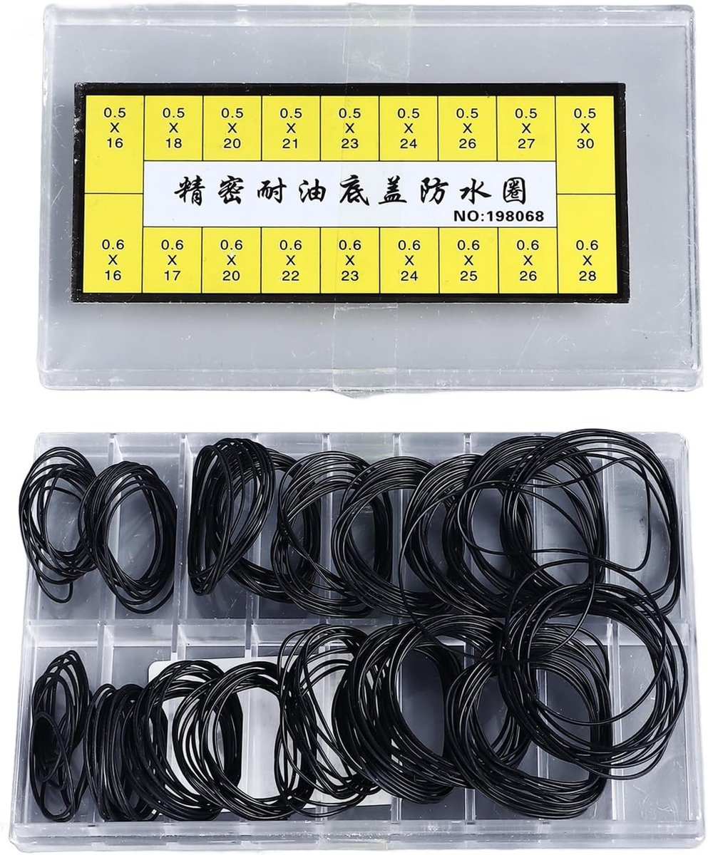 180pcs O Ring Gasket - Rubber Seal Waterproof - 18 Kinds O Rings voor Horloge Reparatie