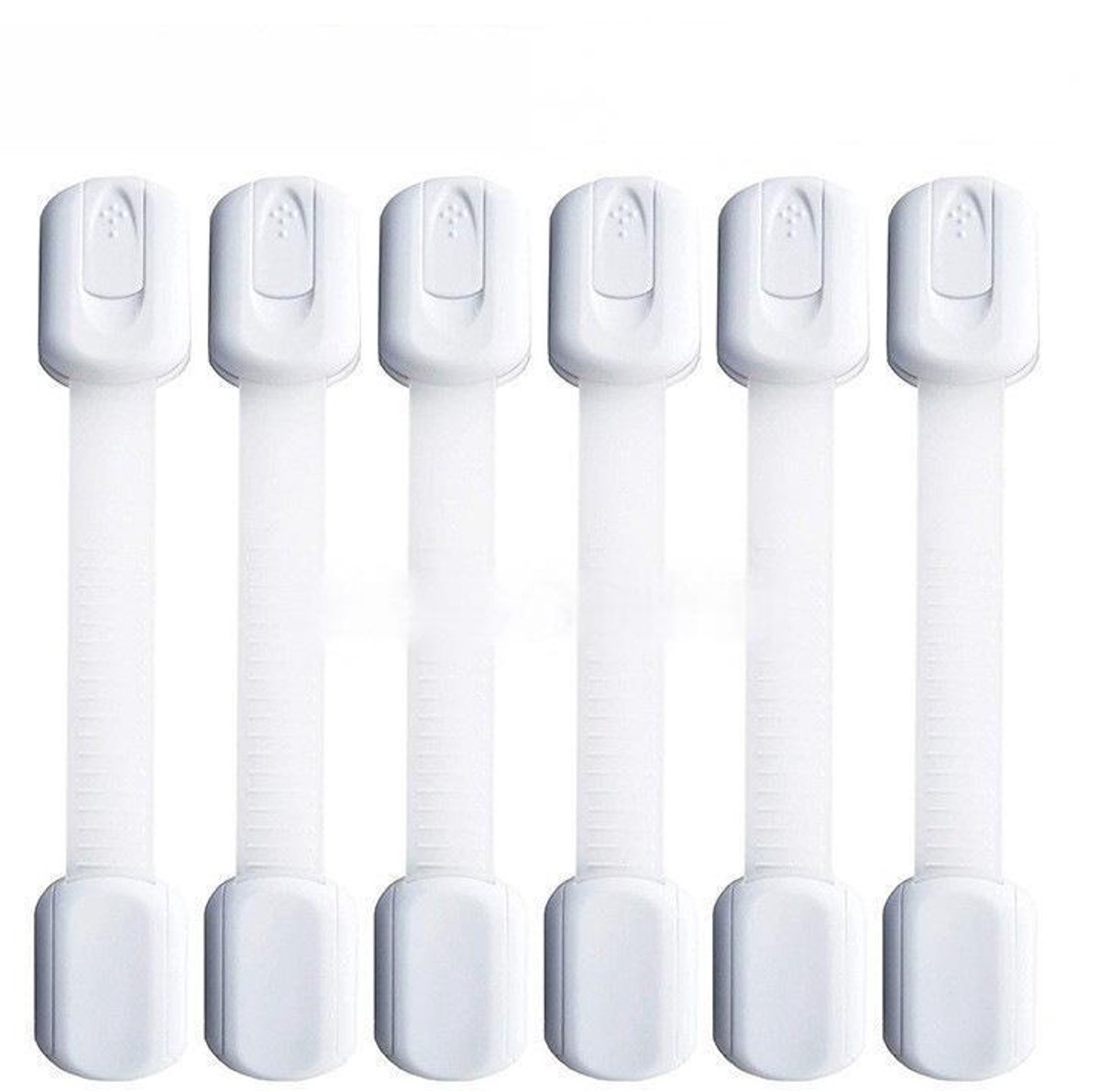 Image of 6-pack kindersloten - Voor kasten en laden - Ladesloten - Veilig voor baby's en kinderen - Geschikt voor deuren, kasten en koelkasten - Kastsloten - Met 3M-lijm - Boren niet nodig -Wit