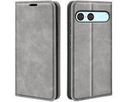 MobyDefend Hoesje - Geschikt voor Sony Xperia 10 VII - Luxe Wallet Bookcase (Magnetische Sluiting) - Grijs