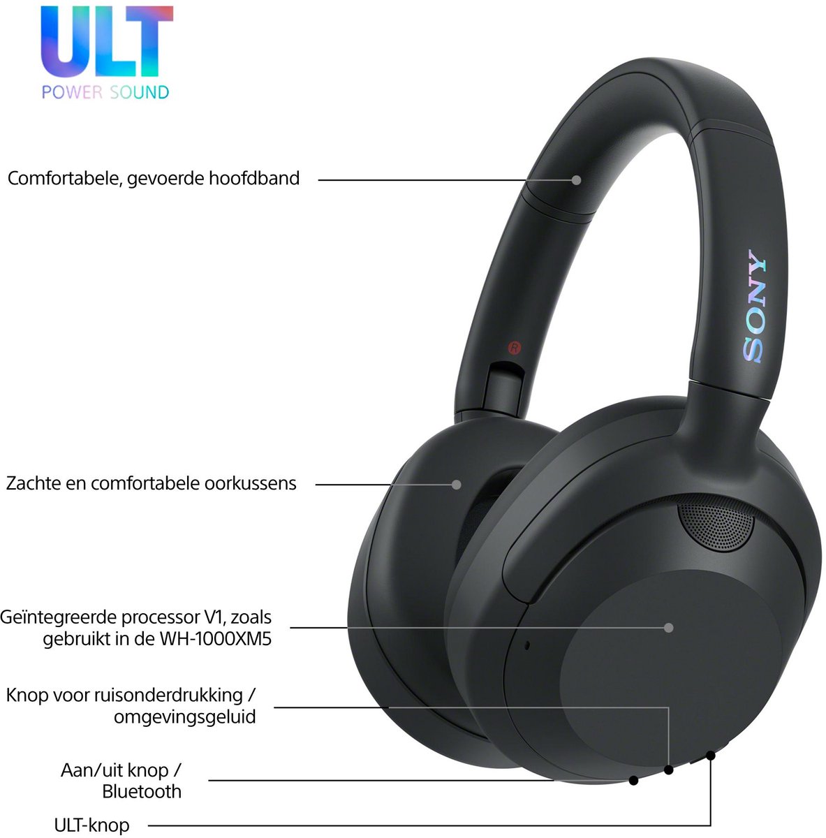 Sony ULT Wear - Draadloze Noise Cancelling koptelefoon met ULT Power Sound - Zwart – foto 6