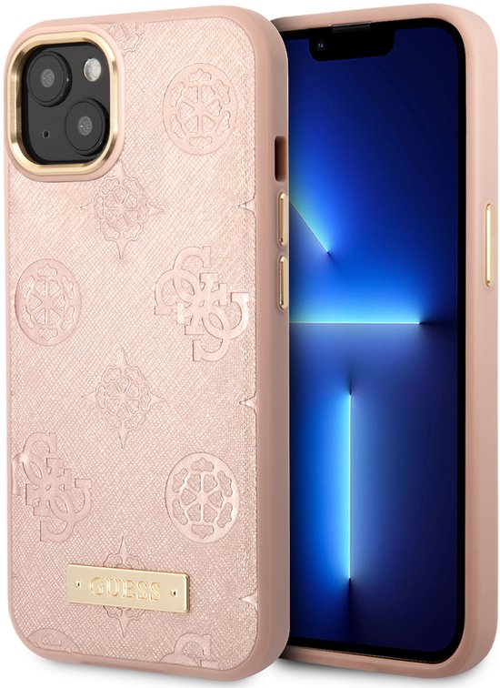 Coque arrière Guess - iPhone 14 Plus et 15 Plus - Rose - Élégante avec monogramme en relief