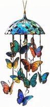 Handgemaakte Vlinder Windgong Met 10 Vlinders - Tuin Decoratie Woonaccessoires - Helder Metaal Geluid - Crackled Glas Bol - Buiten Decor Voor Tuin Balkon Terras - Uniek Cadeau Voor Vrouwen