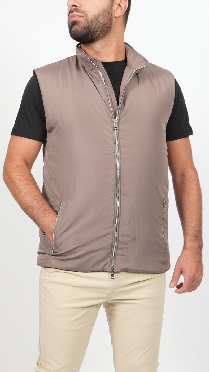 BASKO BODYWARMER - SLIM FIT - TAUPE - MAAT XL