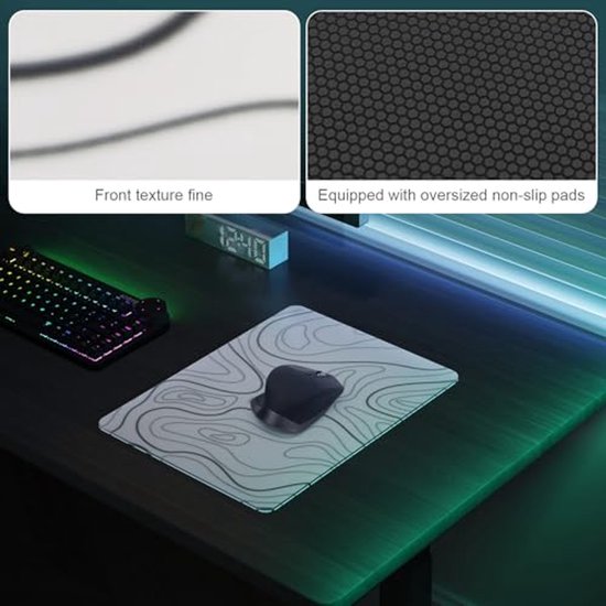 XL Glazen Gamingmuismat voor Nauwkeurige Tracking - Antislip Rubber Basis — afbeelding 3
