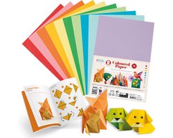 Gekleurd Papier 100pcs - 80 grams - Knutselpapier - A4 formaat - Inspiratieboek inbegrepen - 10 verschillende kleuren - Knutselen voor Kinderen en Volwassenen - Joya Creative