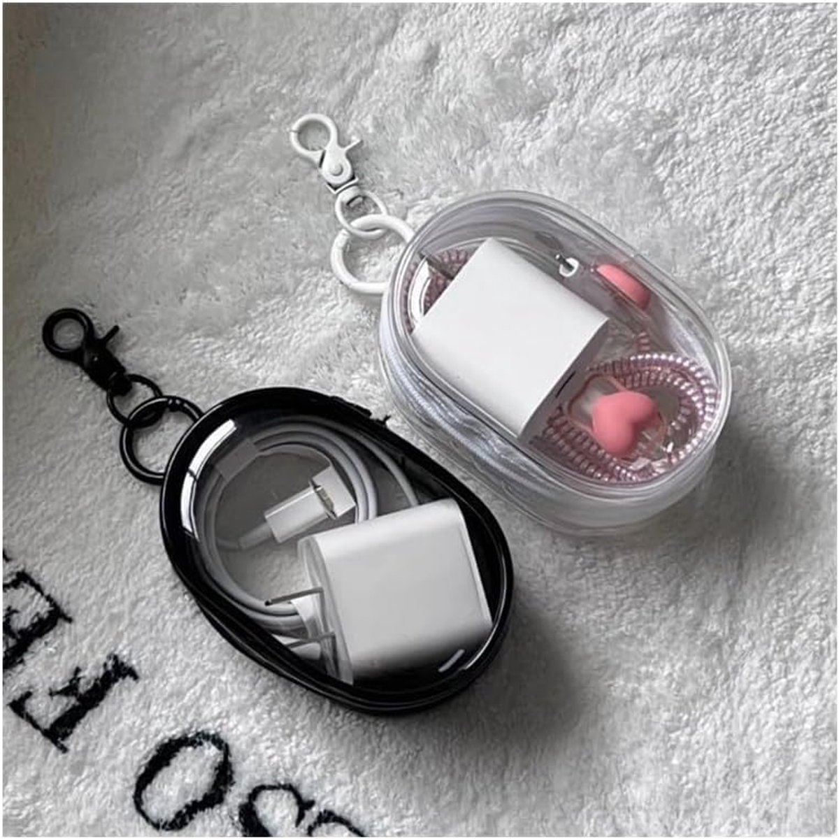 Oplaadbare Data Kabel en Accessoires Opbergdoos - Draagbare Hoofdtelefoon en Oordopjes Organizer 10.5X7X4cm