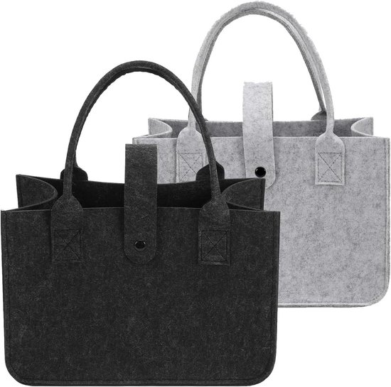 FainFun Vilten tas met stabiele bodem, 30 x 20 x 18 cm, vilt, rechthoekig, kleurrijke vilten tassen om te winkelen, duurzaam, vilten mand, inklapbaar, met handvat, vierkant vilten tas (roze), roze