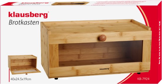 Boîte à pain en Bamboe KLAUSBERG avec façade en Acryl - 40 x 24,5 x 19 cm - Conservation du pain naturel - KB-7924