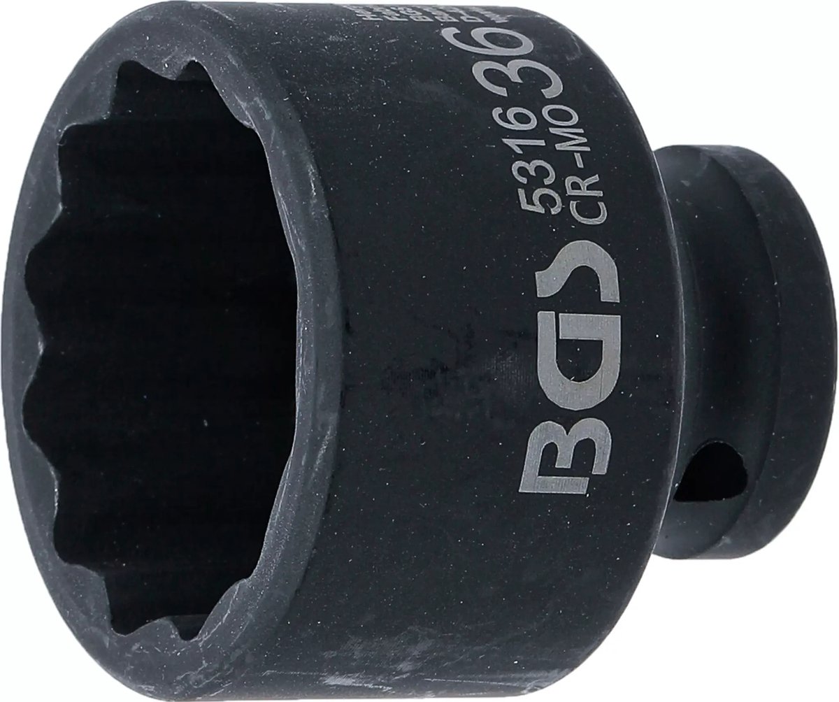 BGS Kracht Dopsleuteldop twaalfkant - 1/2 - 36 mm