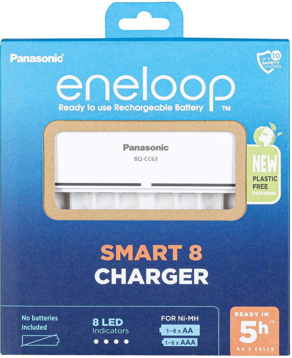 Panasonic Eneloop Oplader voor 8 batterijen - BQ-CC63E
