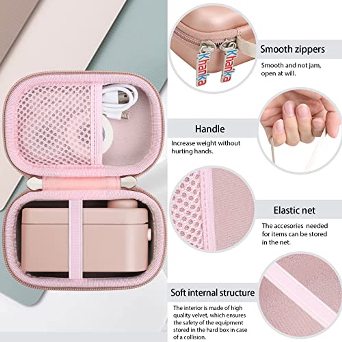 Harde Opbergkoffer voor MakeID Label Maker en Tape Accessoires - Rosé, S