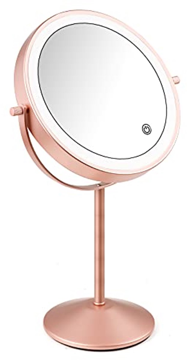 Make-up spiegel met LED verlichting - USB oplaadbare 7x vergroting draaibare tafelspiegel
