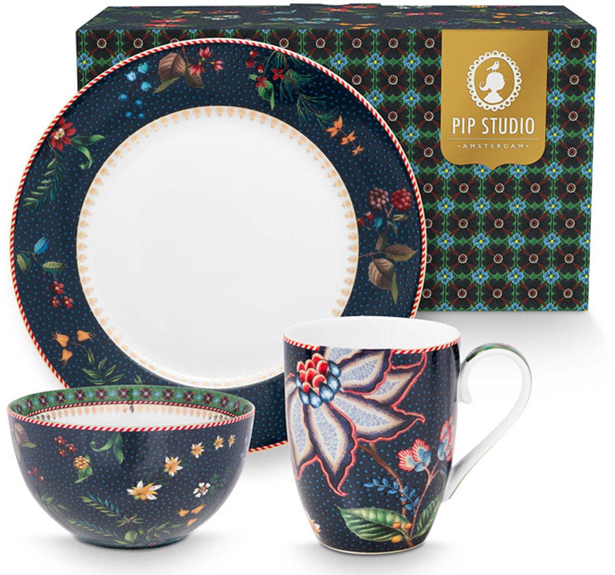 Pip Studio Berry Blues ontbijtset (3-delig)